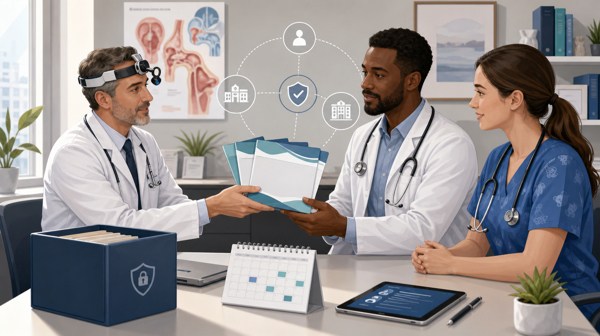 ENT practice front desk scheduling a new patient visit