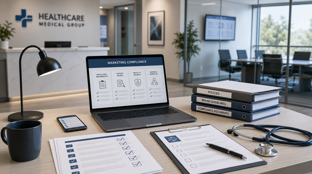 Practice manager reviewing website tracking settings for healthcare marketing compliance.